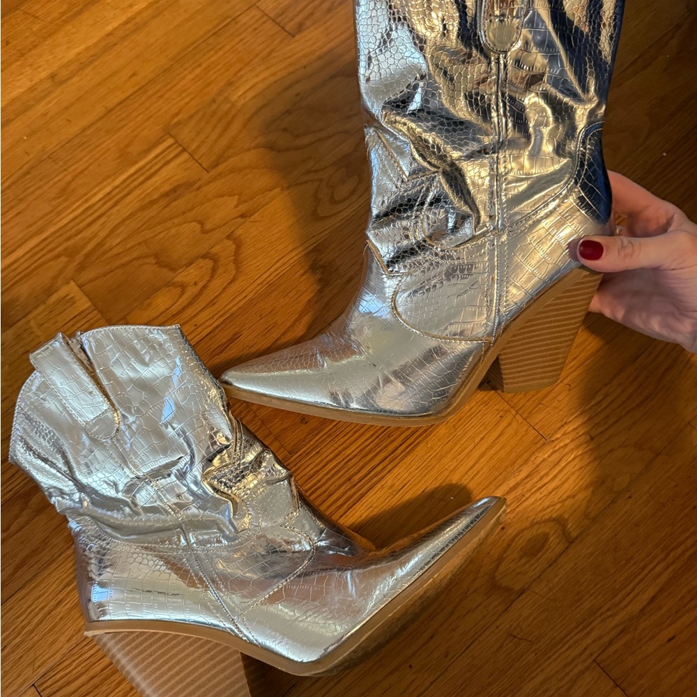Cape Robbin Metallic Silver Heeled Boots